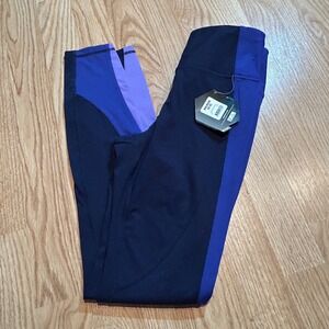 NWT Avia Flex Tech Leggings Womens XS 0-2 Navy Blue Purple Colorblock Activewear